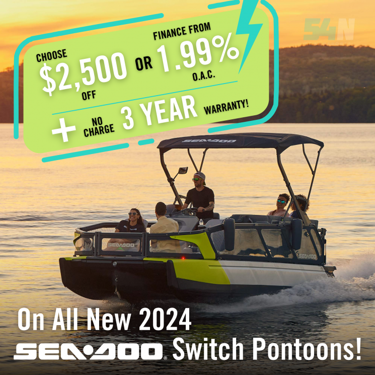 No Charge 3 Year Warranty PLUS Choose $2,500 off or Finance from 1.99% on 2024 Sea-Doo Switch models