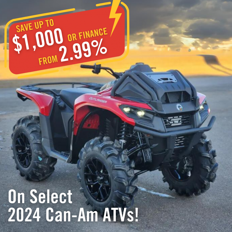 Save up to $1,000 or get Financing as low as 2.99% on Select 2024 ATVs